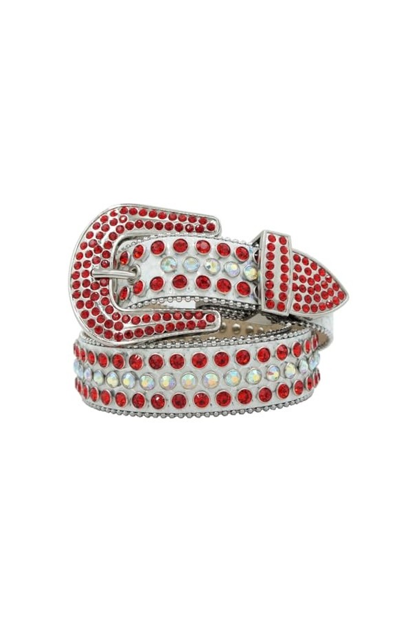 Pulcykp Ceinture western unisexe cloutée en jean vintage bling cowgirl cowboy, violet, XL-130cm