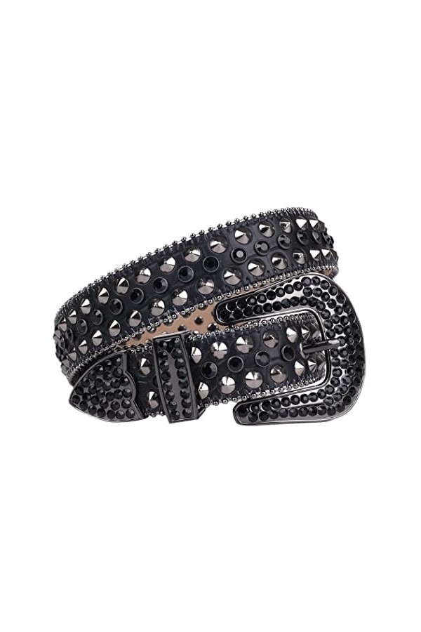 Haitpant Rivet Ceinture Strass Ceinture Hommes Femmes Diamant Clouté Ceinture Designer Ceintures Pour Jeans, Blanc/doré, 38 i