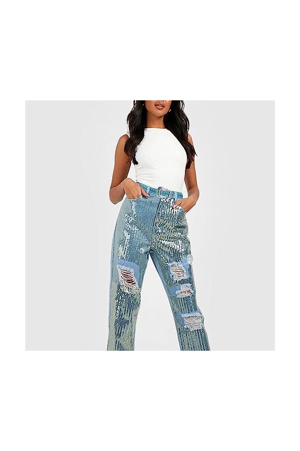 Ceinture en strass pour homme et femme - Sangle de cowboy - Large boucle - Ceinture cloutée en cristal