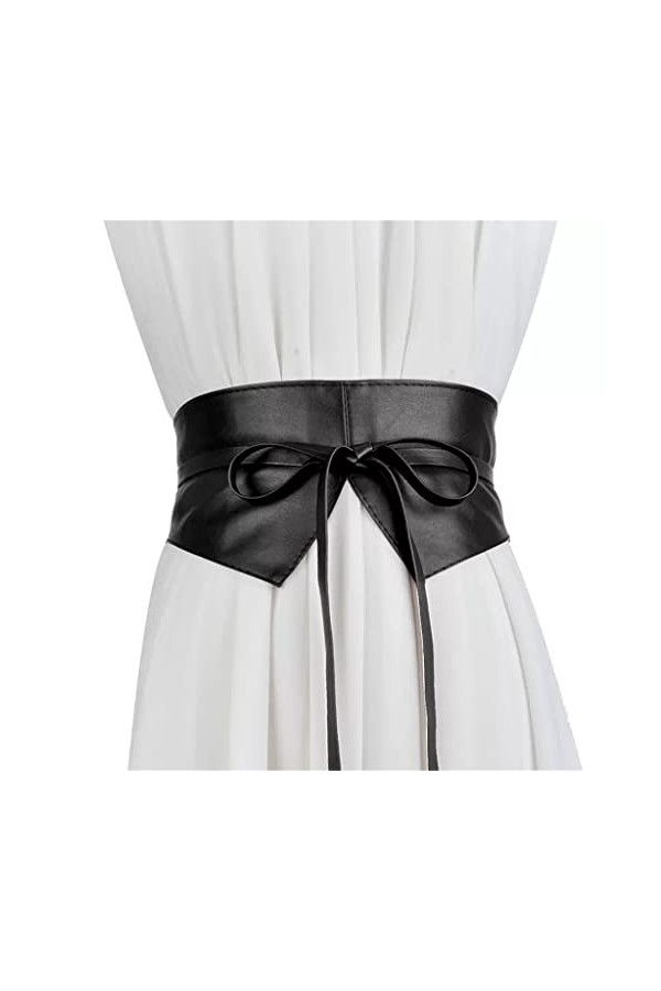 LEIGE Ceinture large pour femme Deux cercles Ceinture nouée Corset Ceinture robe manteau ceinture couleur : Svart, taille : 