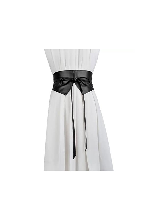 LEIGE Ceinture large pour femme Deux cercles Ceinture nouée Corset Ceinture robe manteau ceinture couleur : Svart, taille : 