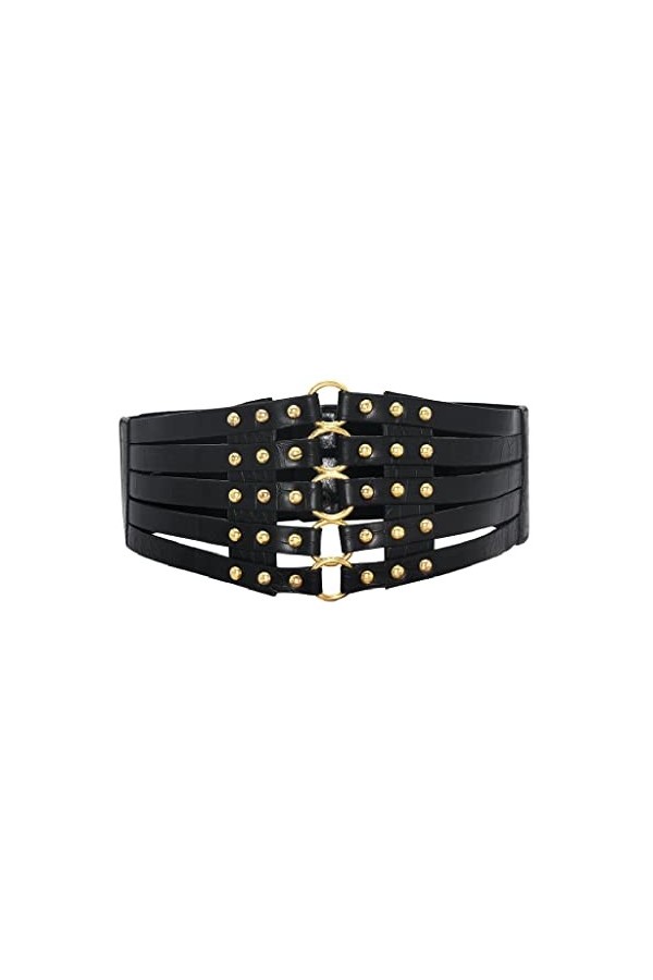 NXYJD Ceinture de dames boucle en métal Puce Cuir large bande élastique dames robe ceinture vêtements accessoires de vêtement