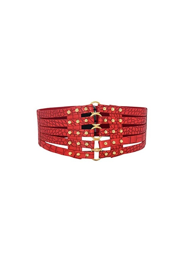 NXYJD Ceinture de dames boucle en métal Puce Cuir large bande élastique dames robe ceinture vêtements accessoires de vêtement