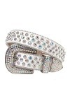 Ceinture en strass occidentale Ceinture de diamant Cowgirl Denim Bling Crystal Belt, Blanc coloré 2, 112