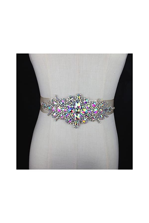 JJZXD Courroie de ceinture de ruban de ruban de mariée dans une boîte-cadeau for une robe de soirée Crystal Crystal Accessoir