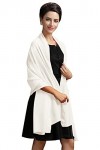 Misshow Femme Chic Elégante Echarpe/Châle/Foulard/Etole/Pashmina Longue en Mousseline pour Soirée Mariage Cocktail Ivoire