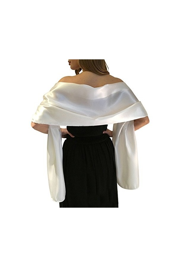 Très Chic Mailanda Écharpe Châle Étole en Satin Femme Wrap Foulard Pashmina pour Soirée Cérémonies Fêtes Mariage 240cm*75cm,