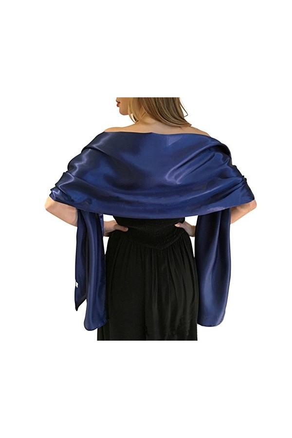 Très Chic Mailanda Écharpe Châle Étole en Satin Femme Wrap Foulard Pashmina pour Soirée Cérémonies Fêtes Mariage 240cm*75cm,