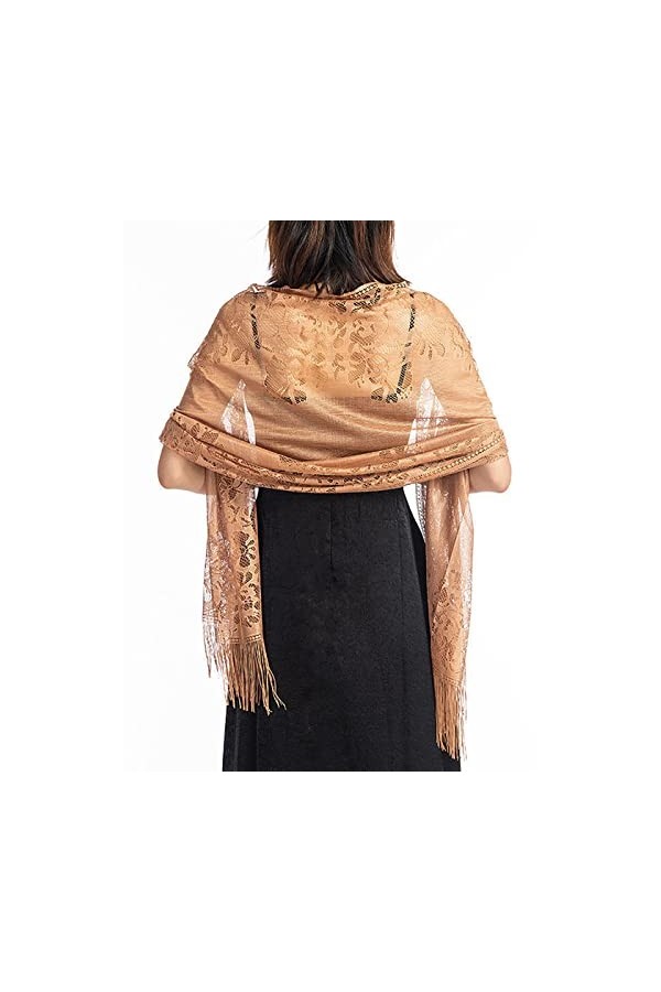 Atigy Châles et Écharpes en Dentelle avec Pompon Doux Chale Foulard pour Robe de Soirée Élégant Étoles Châles de Mariage pour