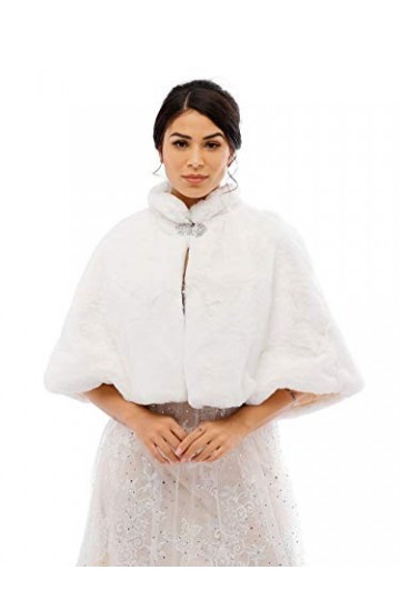 Jovono mariage secret et Châle en fausse fourrure sans manches pour femmes et les filles Blanc 