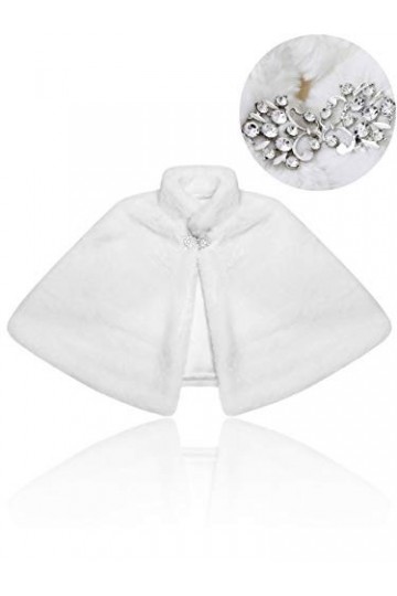 Jovono mariage secret et Châle en fausse fourrure sans manches pour femmes et les filles Blanc 