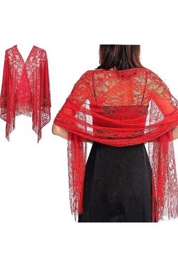 RY-EARL Femme Châles Etoles Echarpe Foulards en Dentelle Creuse Été Étole de Protection fes Épaules pour Mariages Mariée Brid