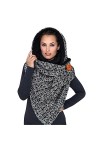 heekpek Écharpe Triangle Echarpe Femme Hiver Chaud Élégant Foulard Imprimé Douce Chic Châle en Laine Retro Mode Avec Bouton, 