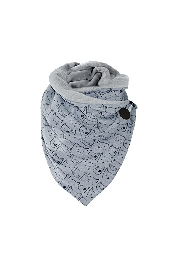 heekpek Écharpe Triangle Echarpe Femme Hiver Chaud Élégant Foulard Imprimé Douce Chic Châle en Laine Retro Mode Avec Bouton, 