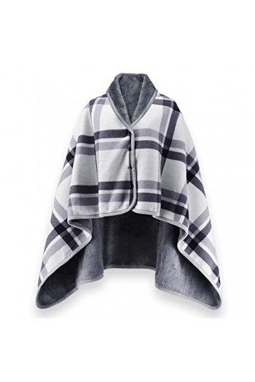 Poncho Châle Femme Écharpe Cape Épaissie Elégant Chaud Hiver Foulard Chaud Ouverture Plaid Imprimé Pull Manteau Poncho Tartan