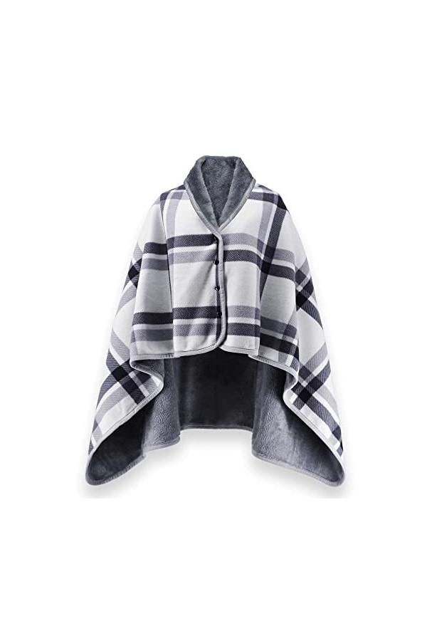 Poncho Châle Femme Écharpe Cape Épaissie Elégant Chaud Hiver Foulard Chaud Ouverture Plaid Imprimé Pull Manteau Poncho Tartan