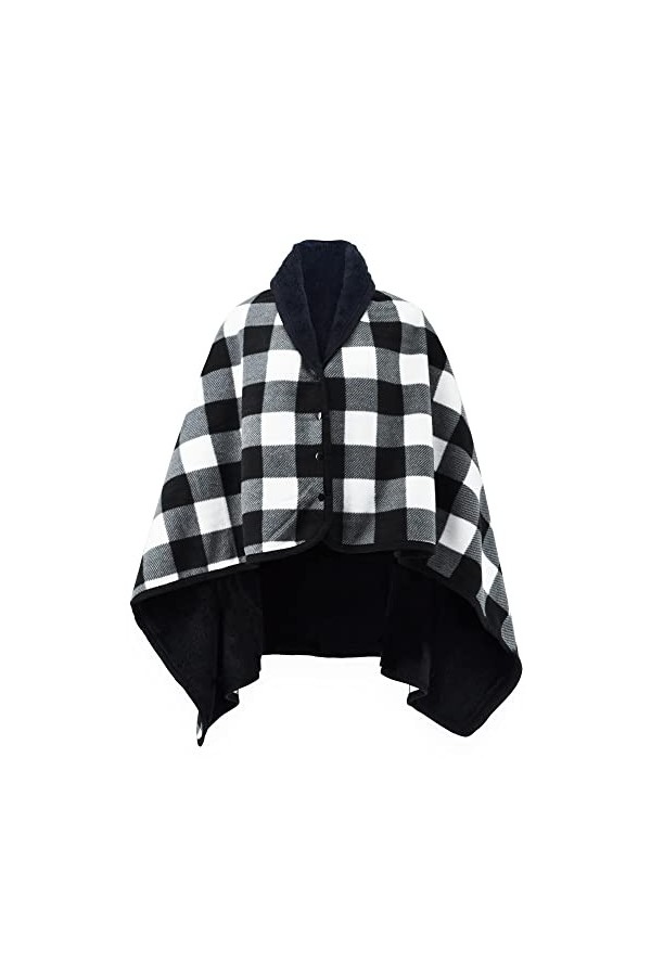 Poncho Châle Femme Écharpe Cape Épaissie Elégant Chaud Hiver Foulard Chaud Ouverture Plaid Imprimé Pull Manteau Poncho Tartan