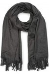 styleBREAKER Écharpe unie douce avec des franges, châle dhiver, étole, foulard, unisexe 01017104, couleur:Gris foncé