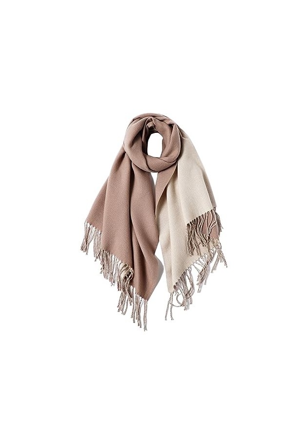 MaaMgic Echarpe Foulard Pashmina pour Femme Homme Automne Hiver Elégant Châle Étole Double Couleurs avec Franges Touché Soyeu