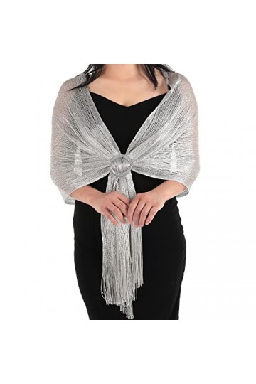Châle en Métal Brillant Etole Mariage Boucle Robe de Soirée Echarpe Chale Femme pour Soirée Mariée Demoiselle dHonneur Cadea