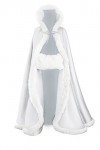 BEAUTELICATE Femme Cape à Capuche Fourrure Longue de Mariée Chaude Capuchon Manteau de Mariage White, Longueur:127cm 50" 