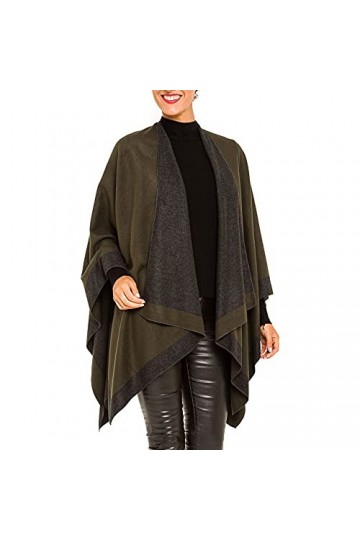 MELIFLUOS DESIGNED IN SPAIN Ruana Poncho Cape Cardigan ouvert sur le devant pour le printemps, lautomne et lhiver, Motif bo