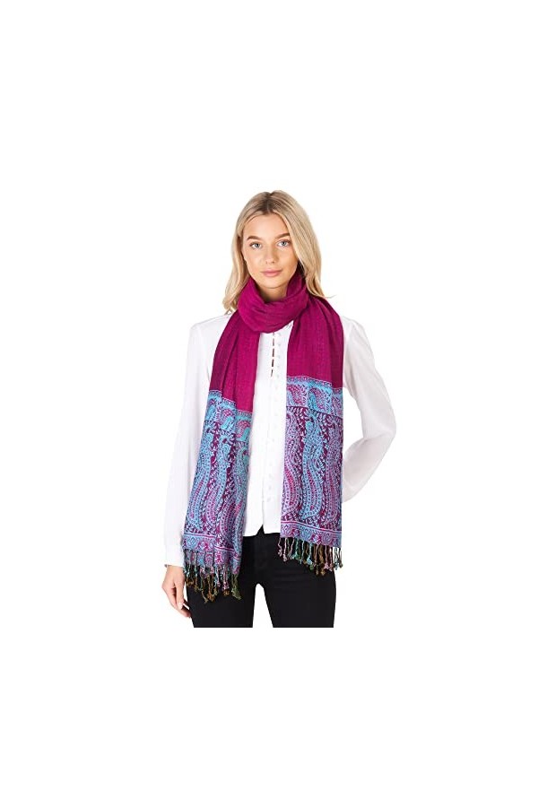 LOVARZI Écharpe pour femmes Rose – Somptueux Etole dessin cachemire pour femmes Pashminas