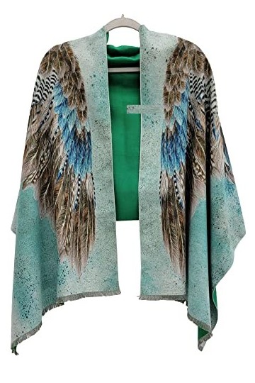 GFM® - Châle très doux en texture cachemire pour lautomne et lhiver - Conception de plumes de paon Pckshl-jmn-purple 