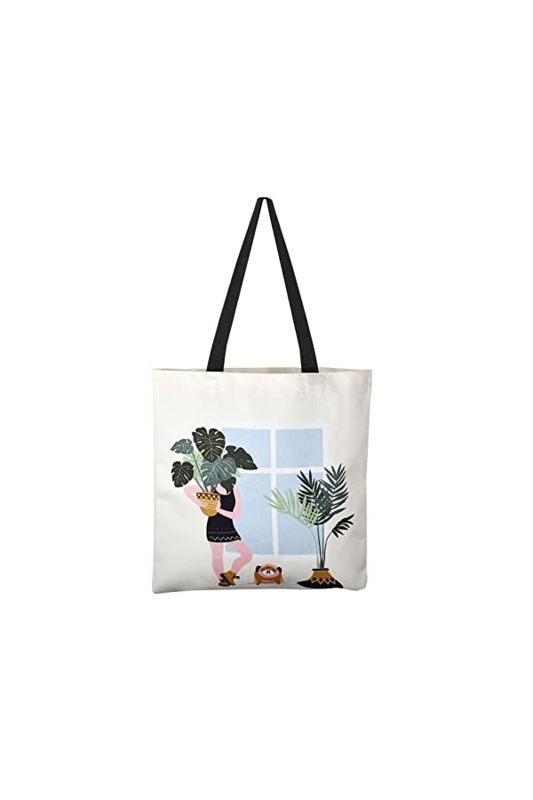 Sac en toile Femmes Hommes Tote Bag Grand sac à main Shopper avec poche intérieure zippée Mode Sac à bandoulière imprimé pour