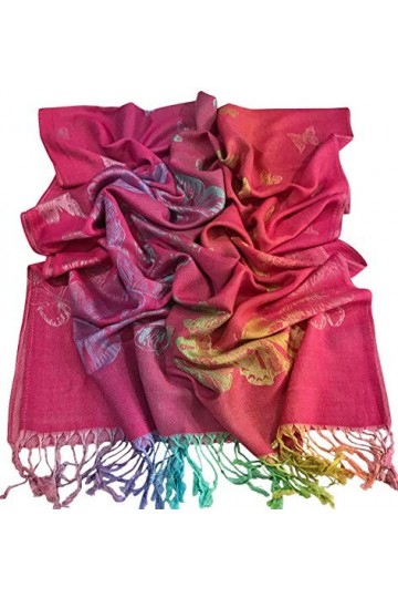 CJ Apparel Rose Châle de Conception de Papillon écharpe Secondes étole Wrap Châles Pashminas Nouvelle