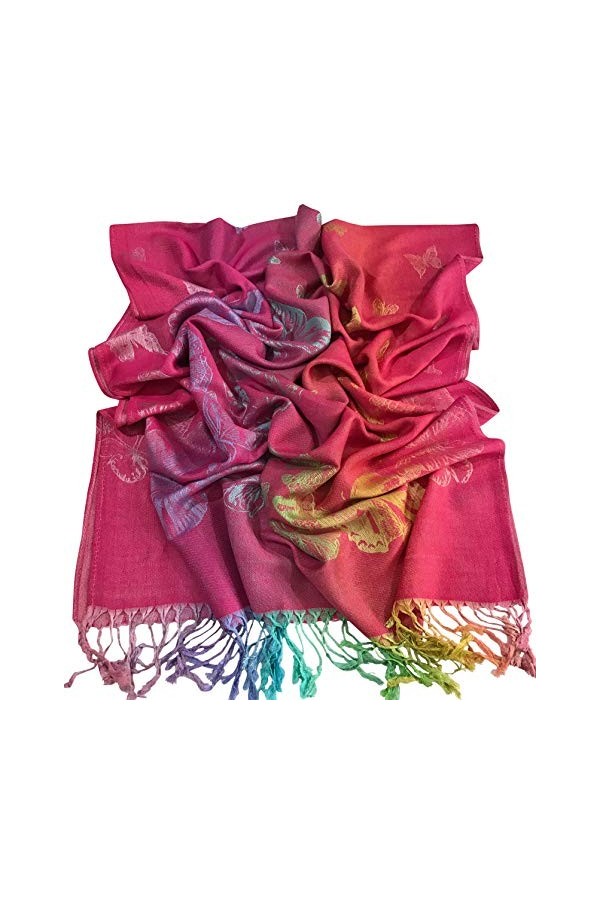 CJ Apparel Rose Châle de Conception de Papillon écharpe Secondes étole Wrap Châles Pashminas Nouvelle