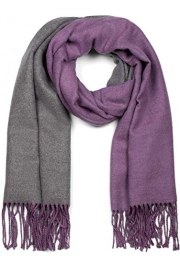 styleBREAKER Echarpe pour dames en noble optique 2 faces avec franges, 2 couleurs, écharpe réversible, étole dhiver chaude m