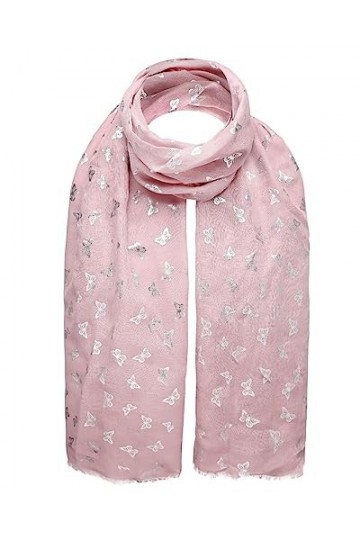 Foulard long pour femme, motif papillon, triangle, pyramide, libellule, cœur, à pois, léopard - Rose - Taille unique