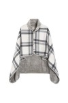 Vijamiy Poncho Femme Hiver Chaud Cape Polaire Multifonctionnelle Chale avec Boutons Flanelle Plaid Ouvert Ponchos et Capes M、