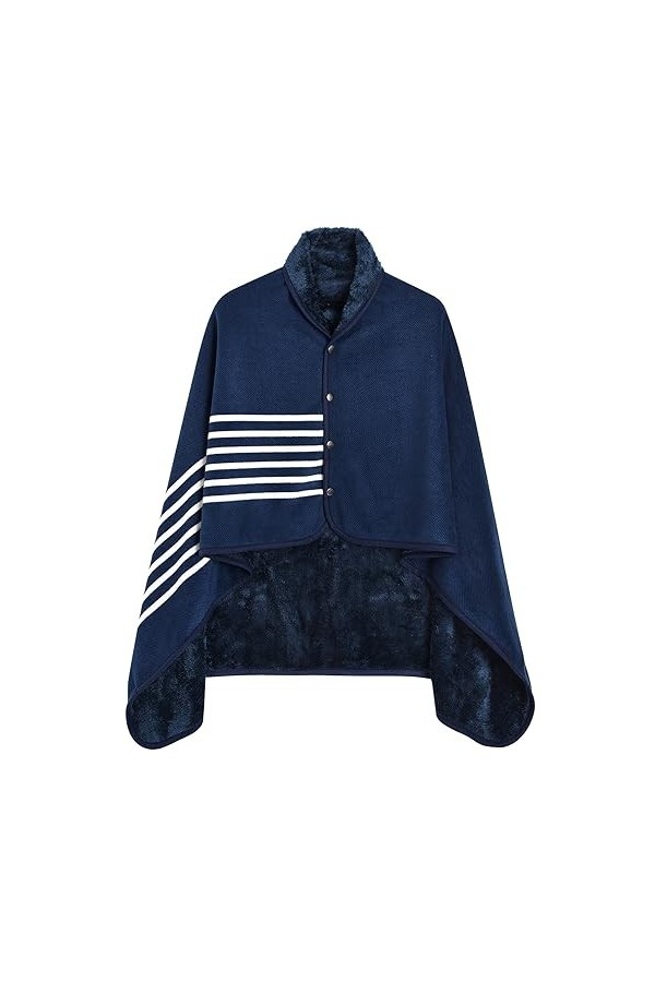 Xnova Poncho Plaid Polaire avec Boutons Unisex, Écharpe Châle Chaud Pled Ouvert Couverture, Multifonctionnelle Cape Cardigan 