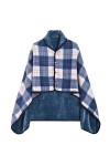 Xnova Poncho Plaid Polaire avec Boutons Unisex, Écharpe Châle Chaud Pled Ouvert Couverture, Multifonctionnelle Cape Cardigan 