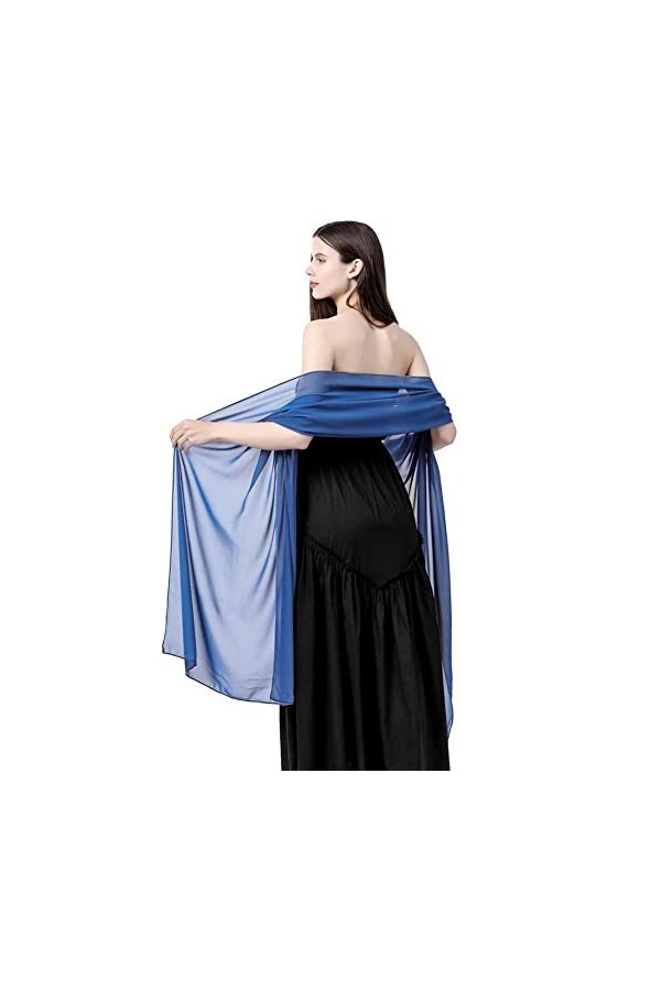 Ladiery Châle et châle en mousseline de soie pour soirée, fête, mariage, châle léger et doux pour femme, blanc, 240*65 CM/95*