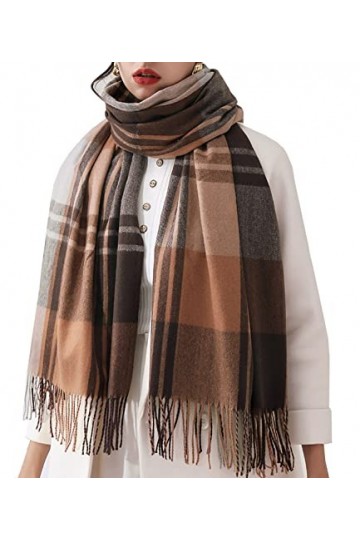 HYUET Hiver Pasmina Écharpe Châle Femmes Plaid Élégant Long Doux Chaud Étoles Écharpes Tartan Wrap Tricoté Châle Hiver Poncho