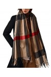 HYUET Hiver Pasmina Écharpe Châle Femmes Plaid Élégant Long Doux Chaud Étoles Écharpes Tartan Wrap Tricoté Châle Hiver Poncho