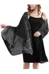 Longwu Shine Bright Like a Diamond Grand châle en mousseline de soie avec strass brillants pour femme, châle pour robe de soi