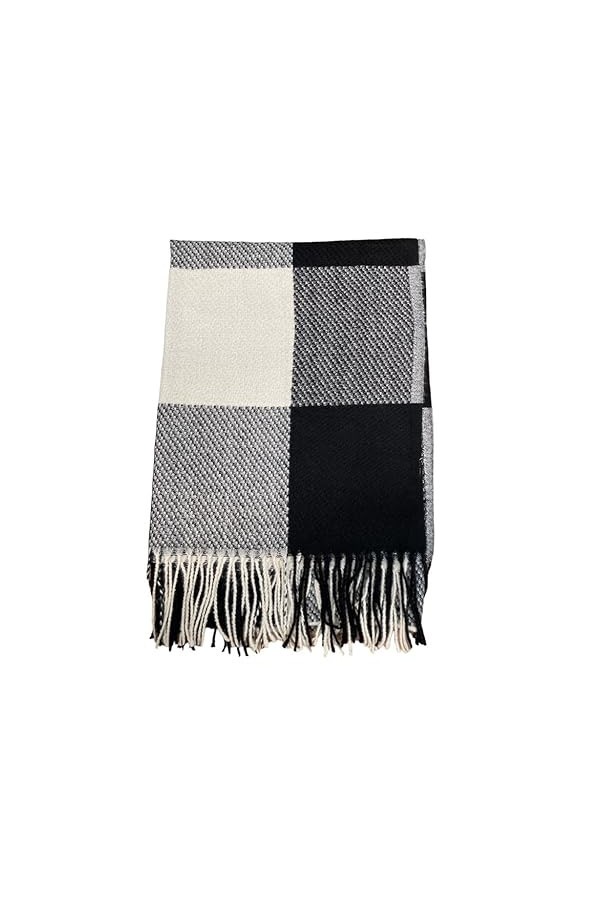 Black Berry Écharpe dhiver chaude pour femme Châle de mariage et écharpe légère à carreaux, CR-10-BEIGE, taille unique