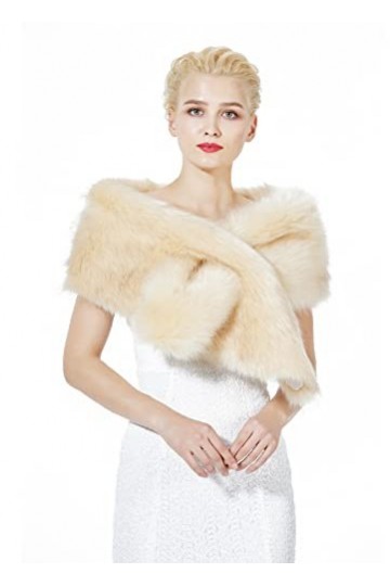 BEAUTELICATE Châle Étole Fourrure De Femme Mariage Hiver Écharpe Cape Sur Robe de Soirée Mariée Demoiselle dhonneur 1920s Ga