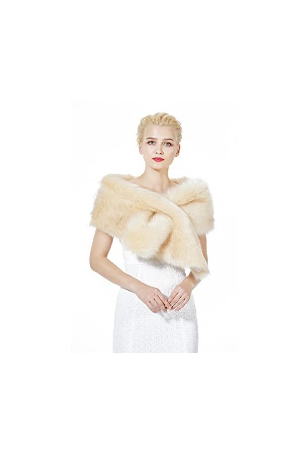 BEAUTELICATE Châle Étole Fourrure De Femme Mariage Hiver Écharpe Cape Sur Robe de Soirée Mariée Demoiselle dhonneur 1920s Ga