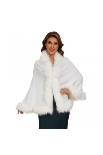 FlyGulls Châle en fausse fourrure pour femme pour robes de soirée, robes de mariée, cape en fourrure de luxe pour mariage, so