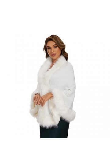 FlyGulls Châle en fausse fourrure pour femme pour robes de soirée, robes de mariée, cape en fourrure de luxe pour mariage, so