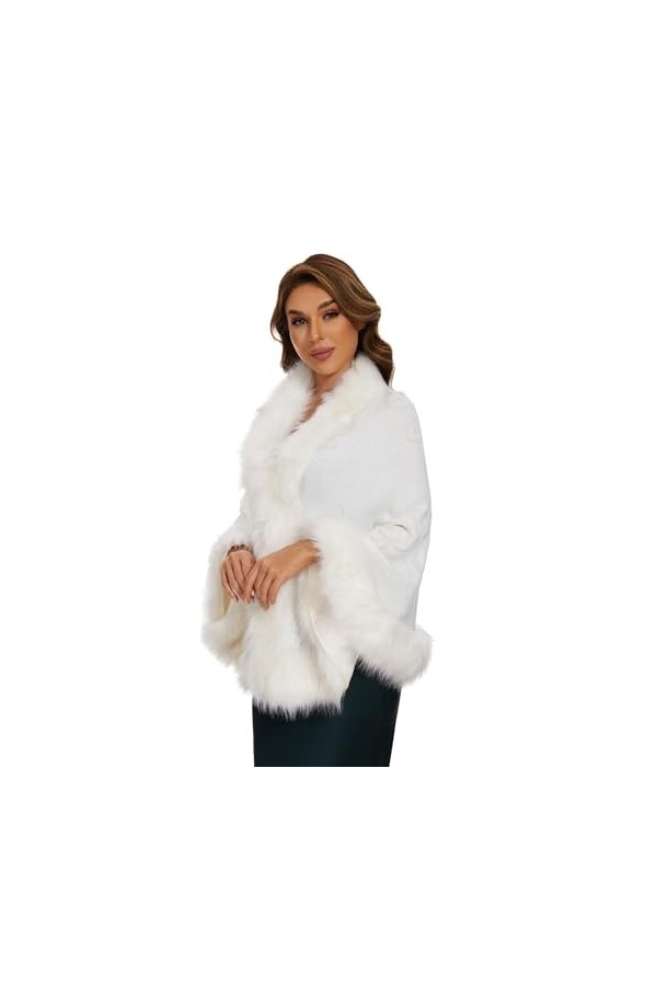 FlyGulls Châle en fausse fourrure pour femme pour robes de soirée, robes de mariée, cape en fourrure de luxe pour mariage, so