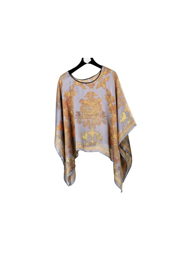 Magicnitz Châle dété multifonction en mousseline de soie pour femme, Noir et marron, L