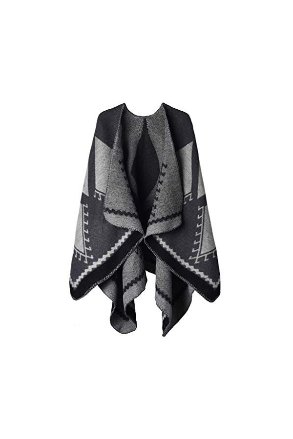 Poncho chaud dhiver Wrap - Automne Open Front Cape Coupe-vent Tricot Laine Manteau Couverture Cape Écharpe Surdimensionnée C