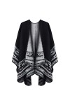 Poncho chaud dhiver Wrap - Automne Open Front Cape Coupe-vent Tricot Laine Manteau Couverture Cape Écharpe Surdimensionnée C