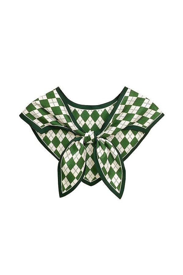 SamHeng Décoratif Châle Faux Col pour Femme, Mode Noué Écharpe Triangulaire Cape dépaule, Amovible Chemise Faux Col Châle S